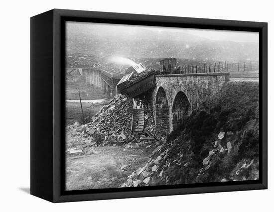 Train Blown Off Tracks-null-Framed Stretched Canvas