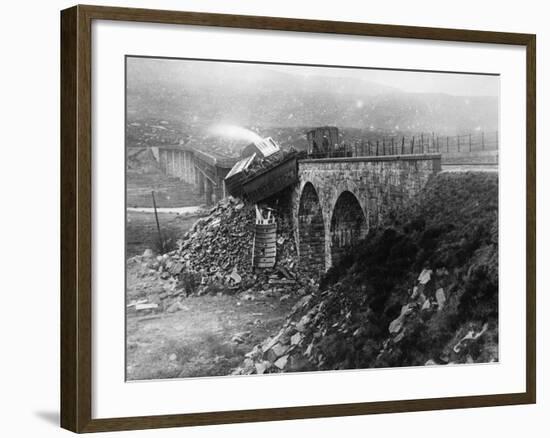 Train Blown Off Tracks-null-Framed Photographic Print