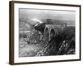 Train Blown Off Tracks-null-Framed Photographic Print