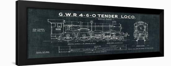 Train Blueprint III Black-Hugo Wild-Framed Art Print