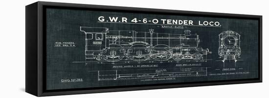 Train Blueprint III Black-Hugo Wild-Framed Stretched Canvas