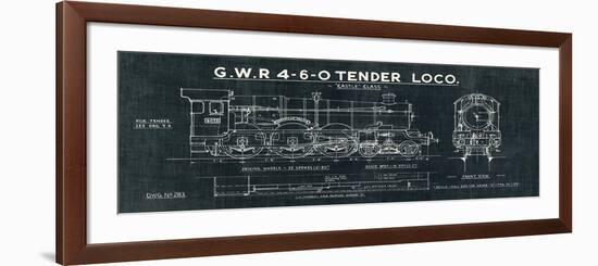 Train Blueprint III Black-Hugo Wild-Framed Art Print