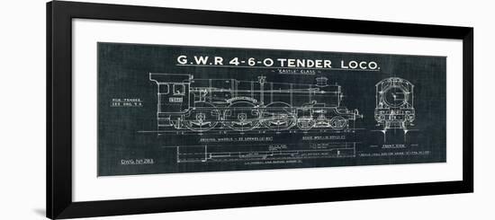 Train Blueprint III Black-Hugo Wild-Framed Art Print