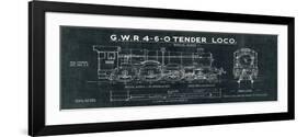 Train Blueprint III Black-Hugo Wild-Framed Art Print