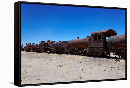 Train Boneyard, Salar De Uyuni, Bolivia, South America-Guido Amrein-Framed Stretched Canvas