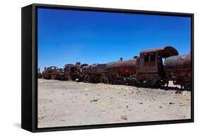 Train Boneyard, Salar De Uyuni, Bolivia, South America-Guido Amrein-Framed Stretched Canvas