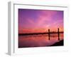 Train Bridge Over Columbia River at Sunrise, Pasco-Kennewick, Washington, USA-Jamie & Judy Wild-Framed Photographic Print