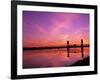 Train Bridge Over Columbia River at Sunrise, Pasco-Kennewick, Washington, USA-Jamie & Judy Wild-Framed Photographic Print