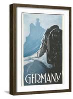 Train by Rhine Castle, Germany-null-Framed Art Print