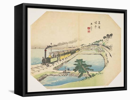 Train Coming Back to the Takanawa Station, after 1872-Kawabata Gyokush?-Framed Stretched Canvas