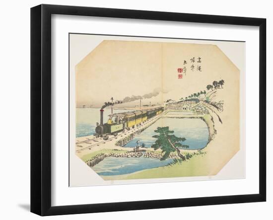 Train Coming Back to the Takanawa Station, after 1872-Kawabata Gyokush?-Framed Giclee Print