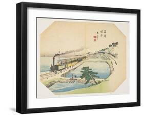 Train Coming Back to the Takanawa Station, after 1872-Kawabata Gyokush?-Framed Giclee Print