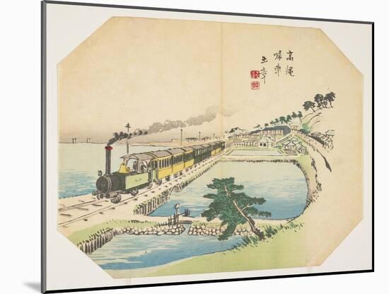 Train Coming Back to the Takanawa Station, after 1872-Kawabata Gyokush?-Mounted Giclee Print