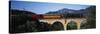 Train Crossing a Bridge, Sierra de Tramuntana, Majorca, Spain-null-Stretched Canvas