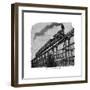 Train Crossing a Wooden Trestle Bridge on the Union Pacific Railroad, Wyoming, USA, C1870-null-Framed Giclee Print