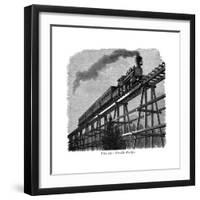 Train Crossing a Wooden Trestle Bridge on the Union Pacific Railroad, Wyoming, USA, C1870-null-Framed Giclee Print