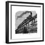 Train Crossing a Wooden Trestle Bridge on the Union Pacific Railroad, Wyoming, USA, C1870-null-Framed Giclee Print