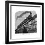 Train Crossing a Wooden Trestle Bridge on the Union Pacific Railroad, Wyoming, USA, C1870-null-Framed Giclee Print