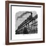 Train Crossing a Wooden Trestle Bridge on the Union Pacific Railroad, Wyoming, USA, C1870-null-Framed Giclee Print