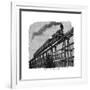 Train Crossing a Wooden Trestle Bridge on the Union Pacific Railroad, Wyoming, USA, C1870-null-Framed Giclee Print