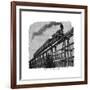 Train Crossing a Wooden Trestle Bridge on the Union Pacific Railroad, Wyoming, USA, C1870-null-Framed Giclee Print