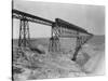 Train Crossing Bridge over Dam-William Henry Jackson-Stretched Canvas