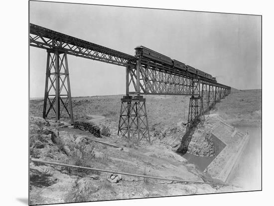 Train Crossing Bridge over Dam-William Henry Jackson-Mounted Photographic Print