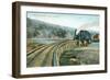 Train Crossing Klondike River, Dawson-null-Framed Art Print