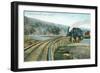 Train Crossing Klondike River, Dawson-null-Framed Art Print