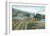 Train Crossing Klondike River, Dawson-null-Framed Art Print