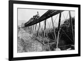 Train Crossing Railroad Trestle-null-Framed Photographic Print