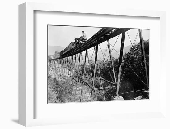 Train Crossing Railroad Trestle-null-Framed Photographic Print