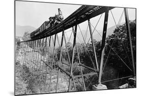 Train Crossing Railroad Trestle-null-Mounted Photographic Print