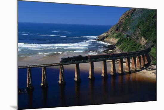 Train Crossing River on Trestle Bridge-Charles O'Rear-Mounted Photographic Print