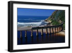 Train Crossing River on Trestle Bridge-Charles O'Rear-Framed Photographic Print