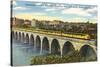 Train Crossing Stone Arch Bridge, Minneapolis, Minnesota-null-Stretched Canvas