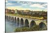 Train Crossing Stone Arch Bridge, Minneapolis, Minnesota-null-Stretched Canvas