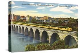 Train Crossing Stone Arch Bridge, Minneapolis, Minnesota-null-Stretched Canvas