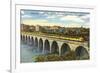 Train Crossing Stone Arch Bridge, Minneapolis, Minnesota-null-Framed Art Print