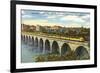 Train Crossing Stone Arch Bridge, Minneapolis, Minnesota-null-Framed Art Print