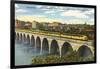 Train Crossing Stone Arch Bridge, Minneapolis, Minnesota-null-Framed Art Print