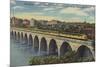 Train- Crossing Stone Arch Bridge, Minneapolis, MN - Minneapolis, MN-Lantern Press-Mounted Art Print