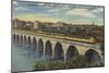 Train- Crossing Stone Arch Bridge, Minneapolis, MN - Minneapolis, MN-Lantern Press-Mounted Art Print