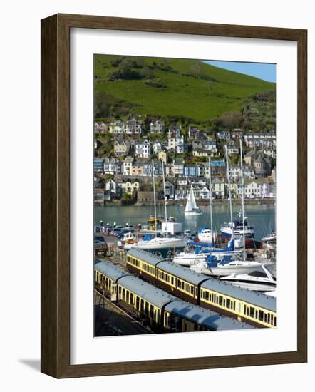 Train, Dartmouth Harbour, Devon, England, United Kingdom, Europe-Charles Bowman-Framed Photographic Print