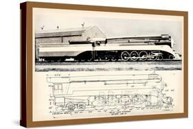 Train Drawing and Photo, c.1944-null-Stretched Canvas