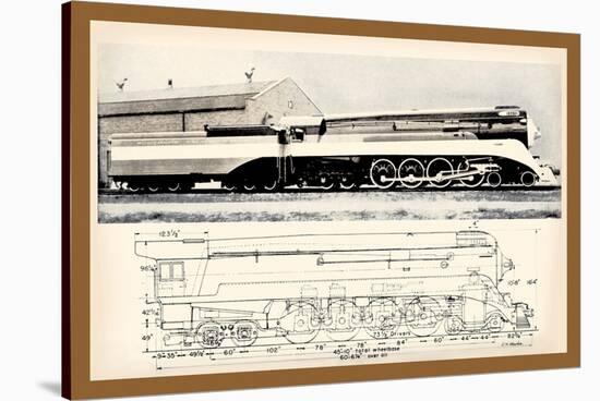 Train Drawing and Photo, c.1944-null-Stretched Canvas