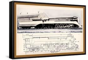 Train Drawing and Photo, c.1944-null-Framed Stretched Canvas