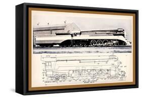 Train Drawing and Photo, c.1944-null-Framed Stretched Canvas