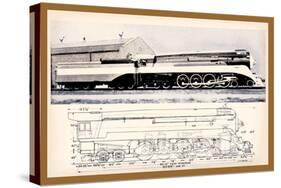 Train Drawing and Photo, c.1944-null-Stretched Canvas