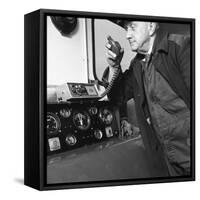 Train Driver on an Intercom, South Yorkshire, 1964-Michael Walters-Framed Stretched Canvas